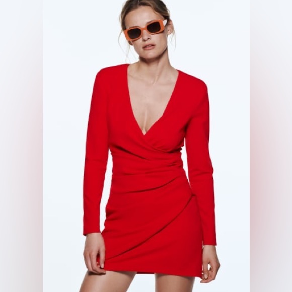 Zara Dresses Zara Red Draped Dress Poshmark